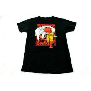 One Punch Man Anime T Shirt size M Adult Black Front Graphic Short Sleeve